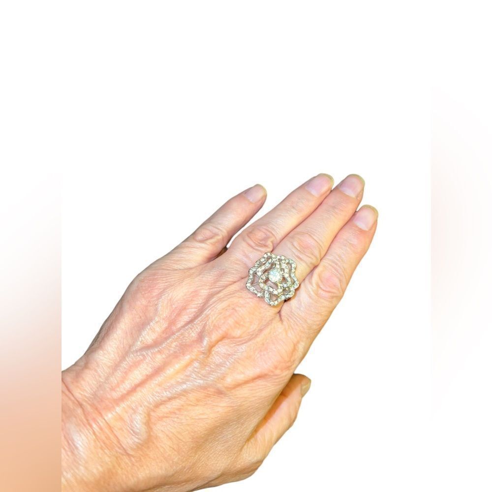 Sterling Silver Openwork Ring, Size 9, Stamped 925 - image 1